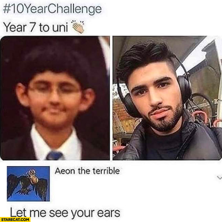 10 year challenge let me see your ears kid with huge ears