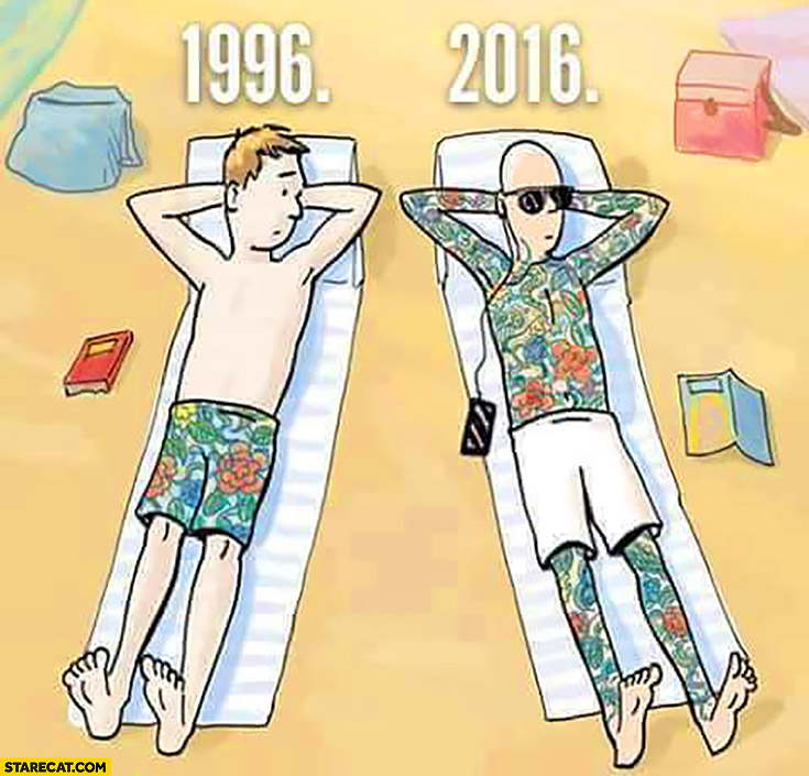 1996 2016 comparison shorts tattoo whole body drawing