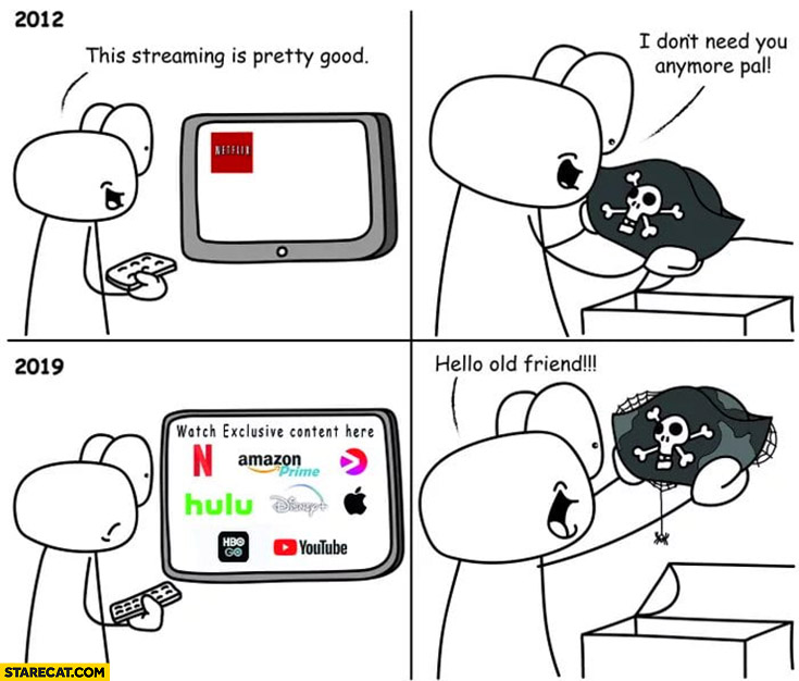 2012 this streaming is pretty good, I don’t need pirate hat anymore, many network with exclusive content hello old friend