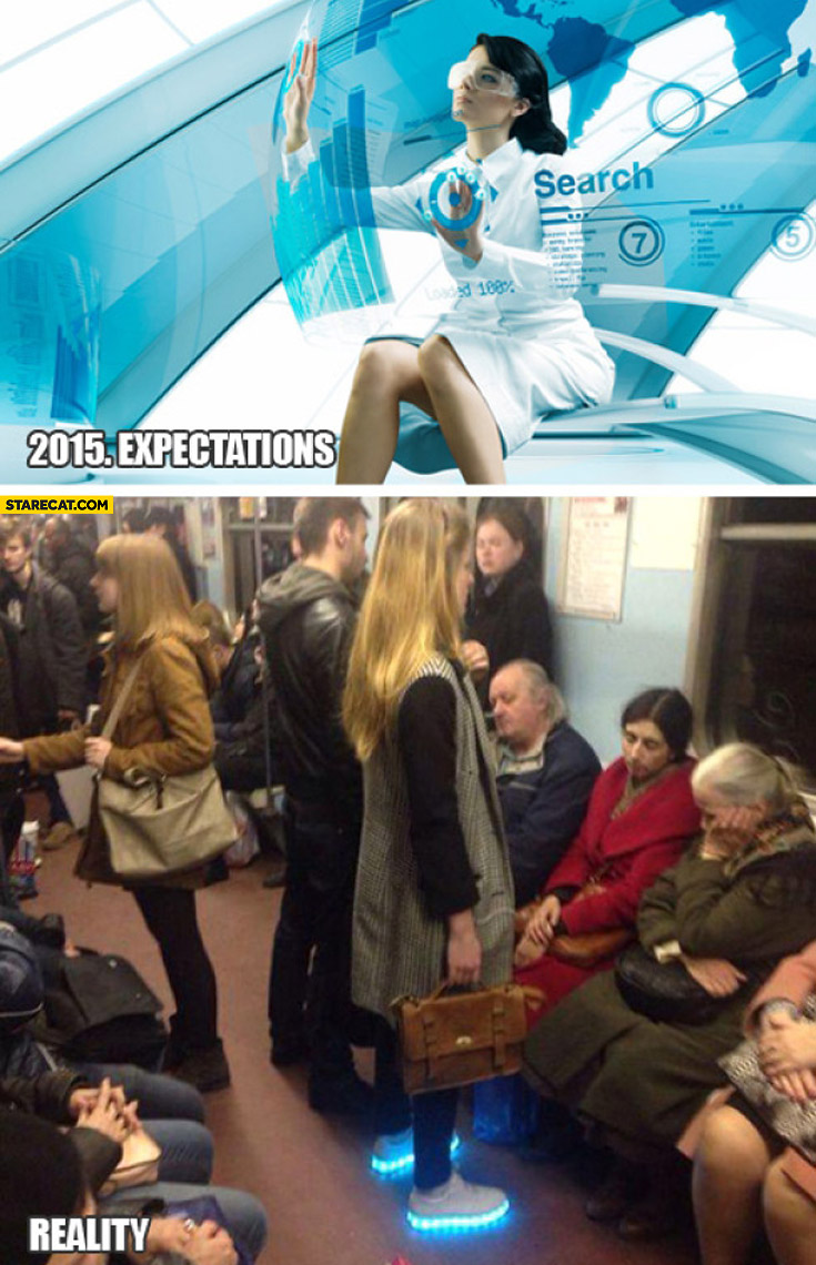 2015 expectations vs reality LED shoes on the metro