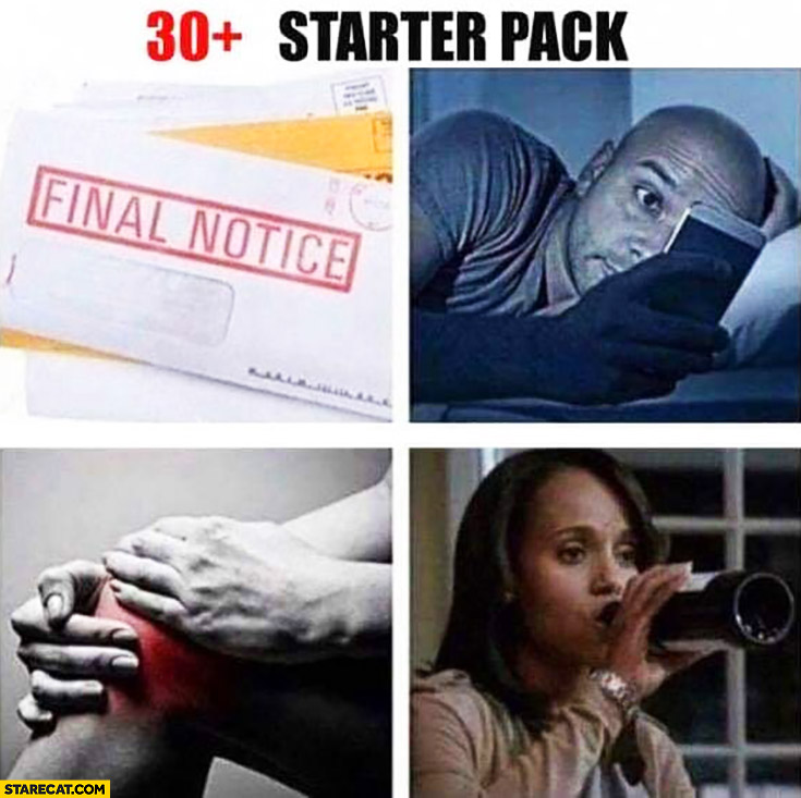 30+ thirty plus stater pack final notice drinking arthritis