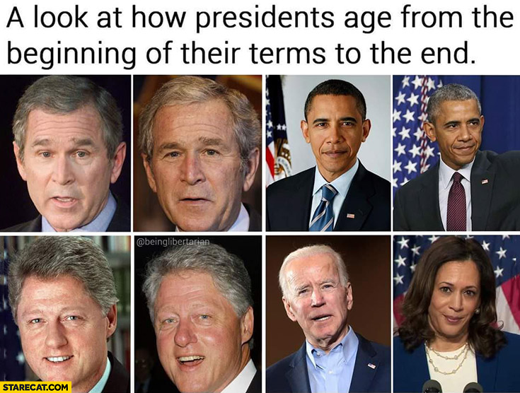 A look at how presidents age from the beginning of their terms to the end Joe Biden Kamala Harris