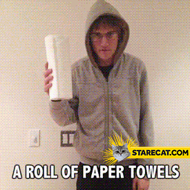 A roll of paper towels magic trick GIF animation