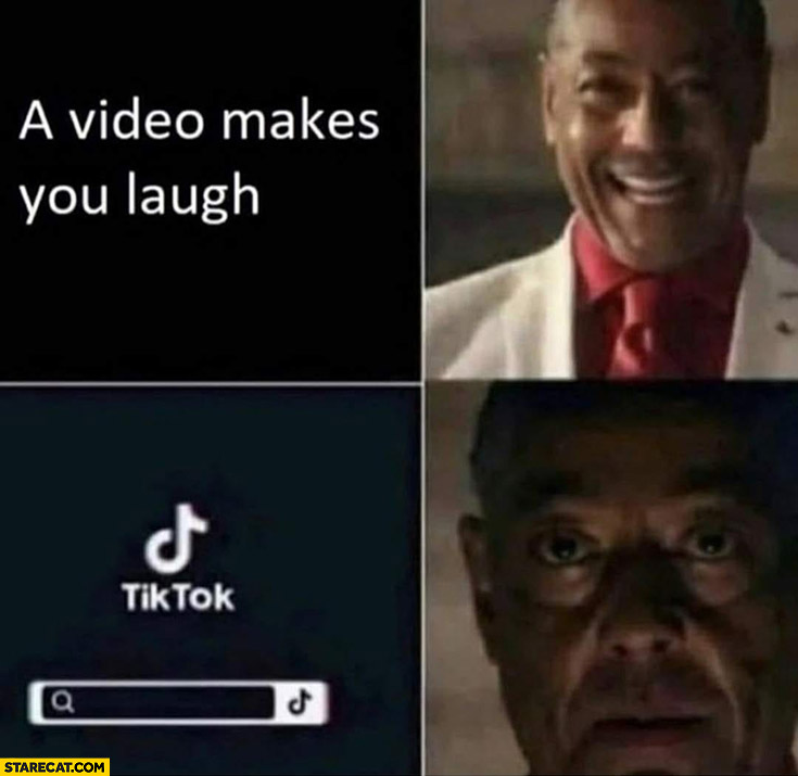 A video makes you laugh but then tiktok logo appears sad face