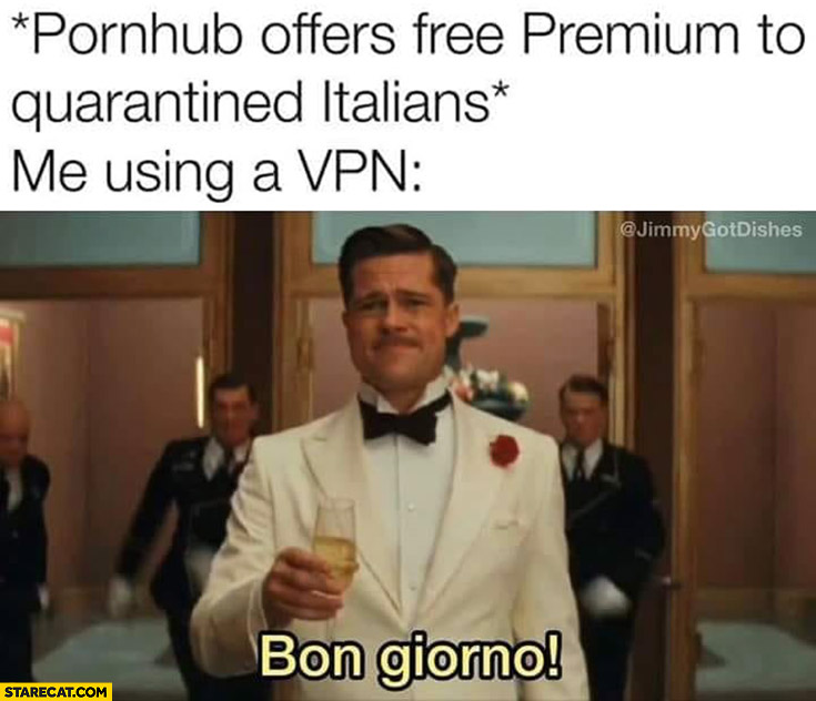 Adult site offers free premium to quarantined Italians, me using a VPN: bon giorno