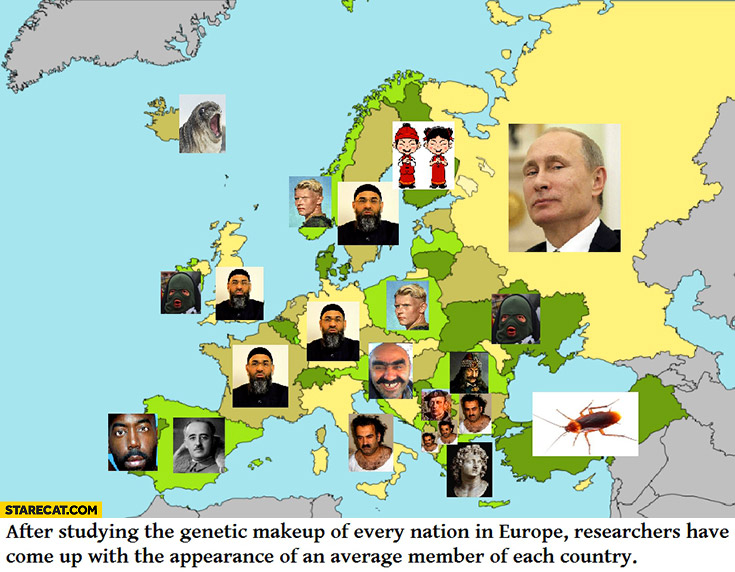 After studying genetic makeup of every European nation researchers have come up with the appearance of an average member of each country