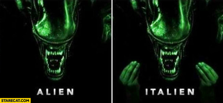 Alien italien hands fingers meme
