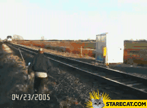 Almost hit by a train