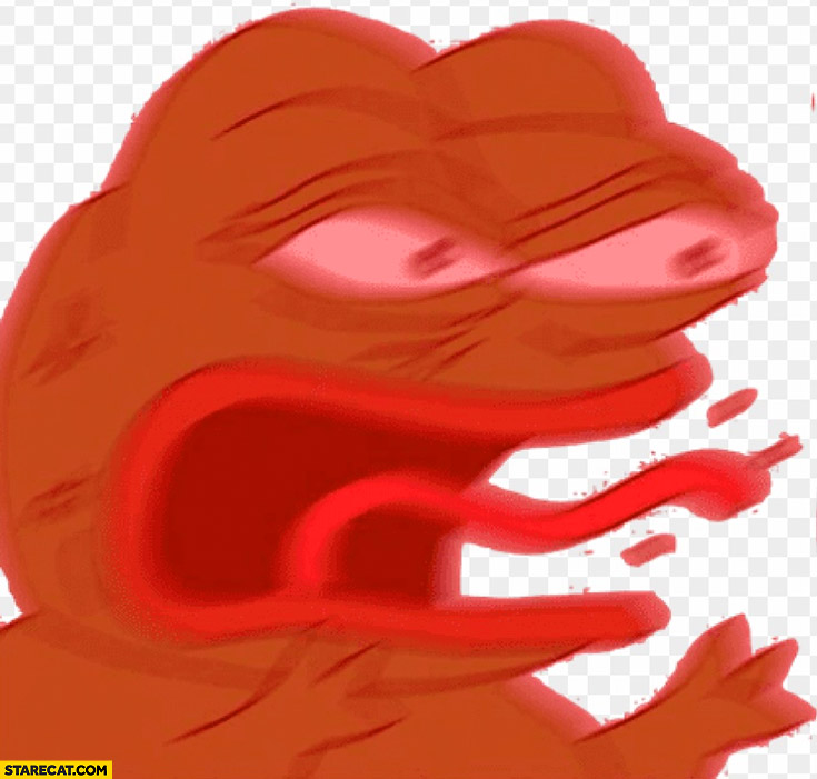 Angry red Pepe the frog triggered mad furious