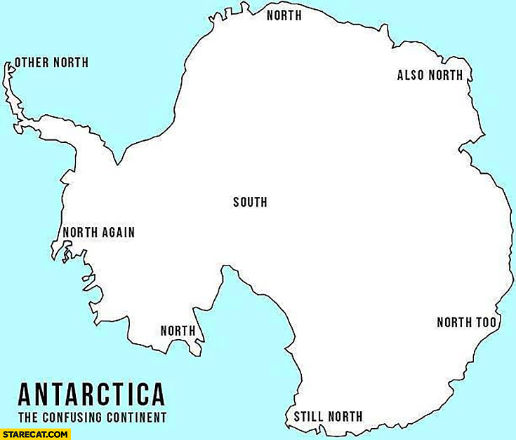 Antarctica the confusing continent: south, north, also north, other north, north again, still north