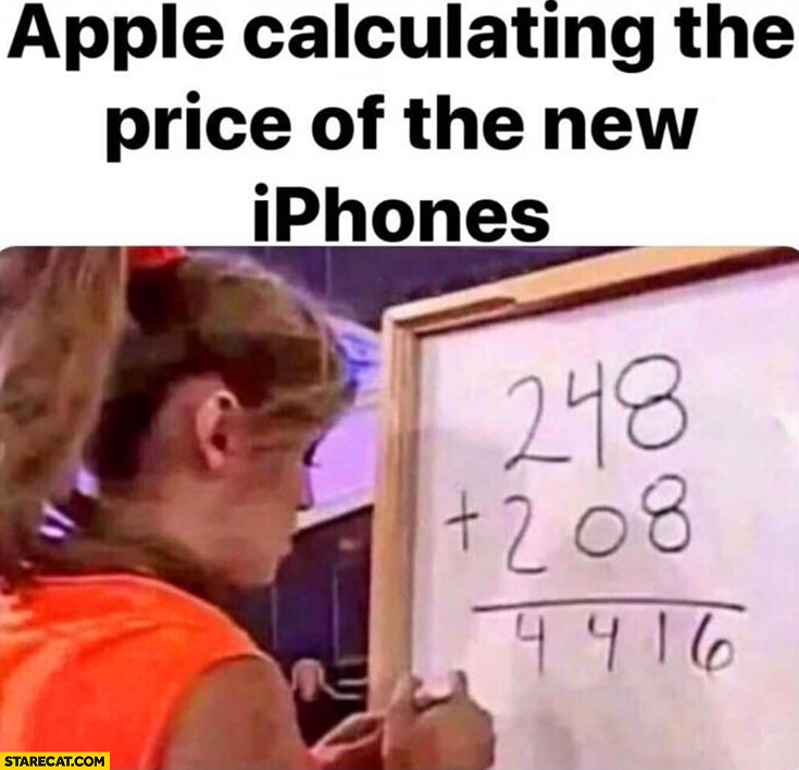 Apple calculating the price of the new iPhones math adding fail