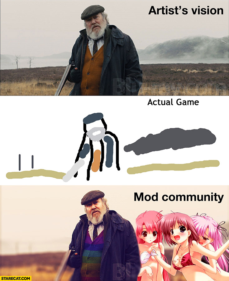 Artists vision vs actual game vs mod community manga anime