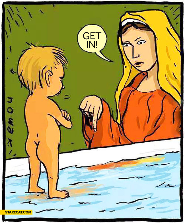 Baby Jesus before bath