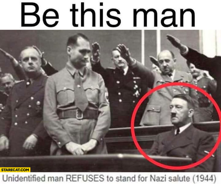 Be this man unidentified man refuses to stand for nazi salute adolf hitler