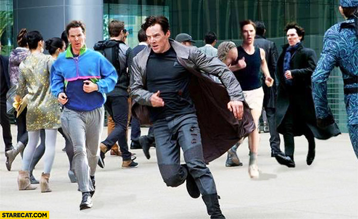 Benedict Cumberbatch running collage
