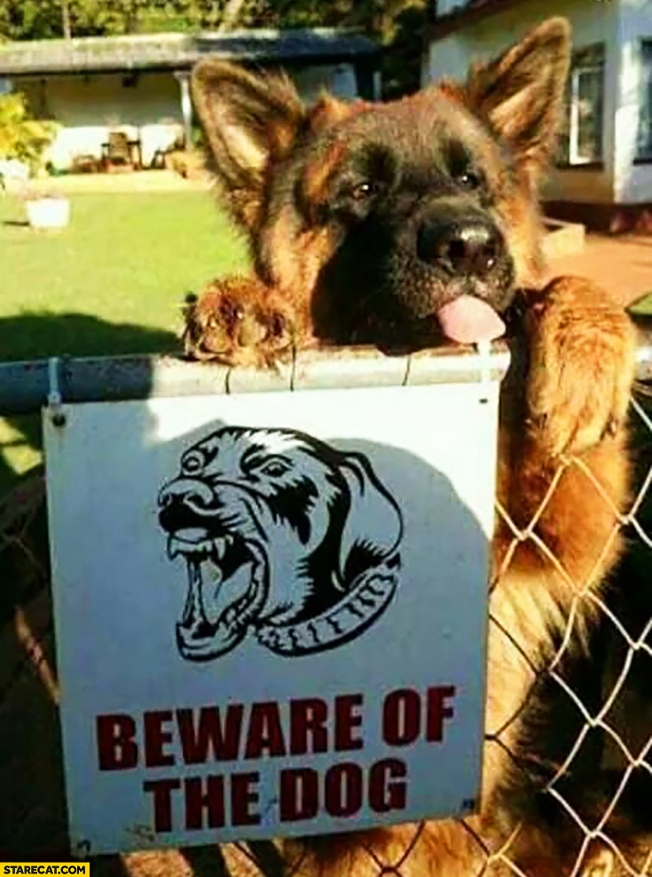 Beware of the dog sign cute instead of angry