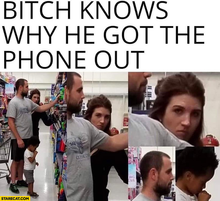 Bitch knows why he got the phone out white couple black kid