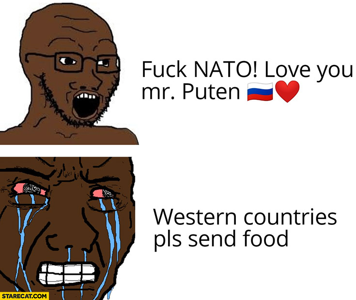 Black man screw NATO, love you Mr Putin, western countries please send food