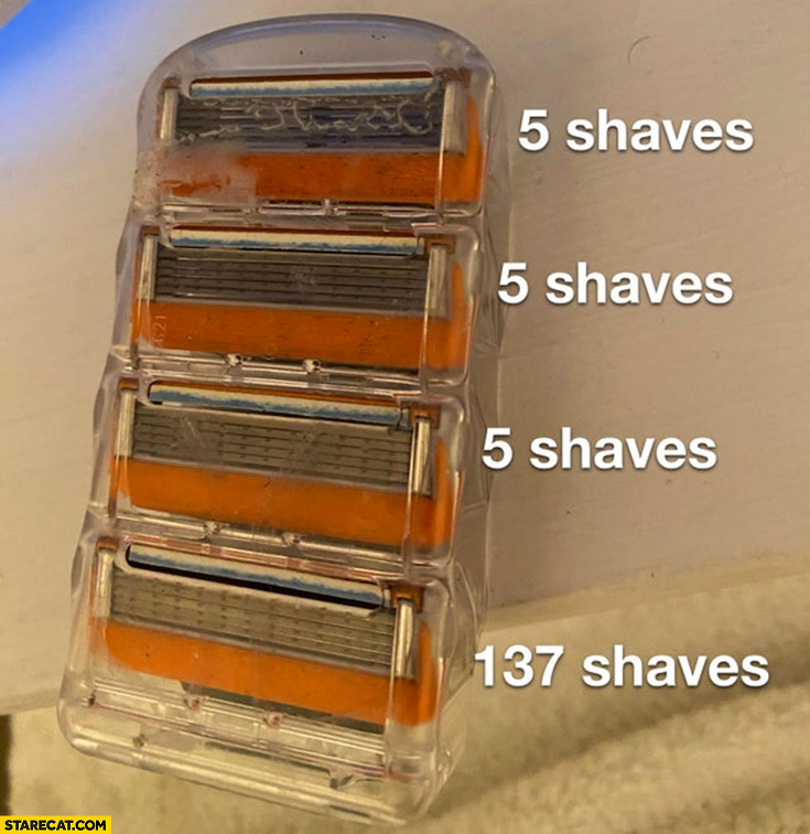 Blades first for 5 shaves last for 137 shaves