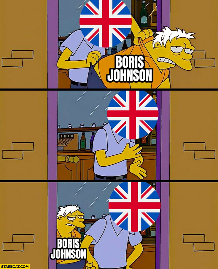 Boris Johnson kicked out of the UK comes back from the back the Simpsons