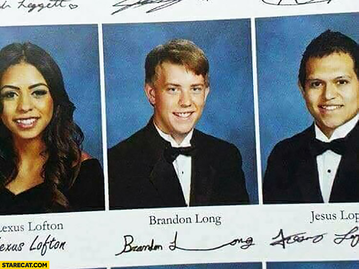 Brandon Long creative signature very long yearbook