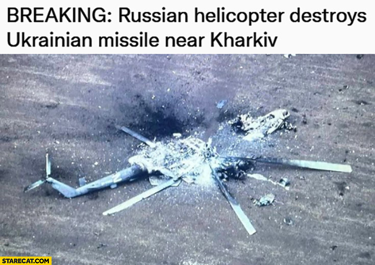 Breaking news Russian helicopter destroys ukrainian missle near Kharkiv