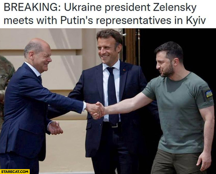 Breaking: Ukraine president Zelensky meets with Putin’s representatives in Kyiv Macron Scholz