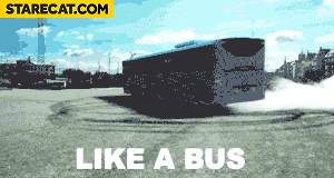 Bus drifting like a bus