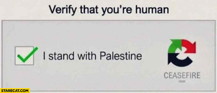 Captcha verify that you’re human I stand with Palestine