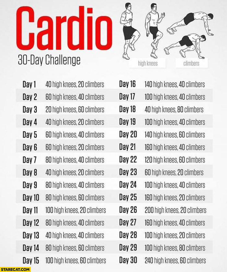 Cardio 30 day challenge high knees climbers