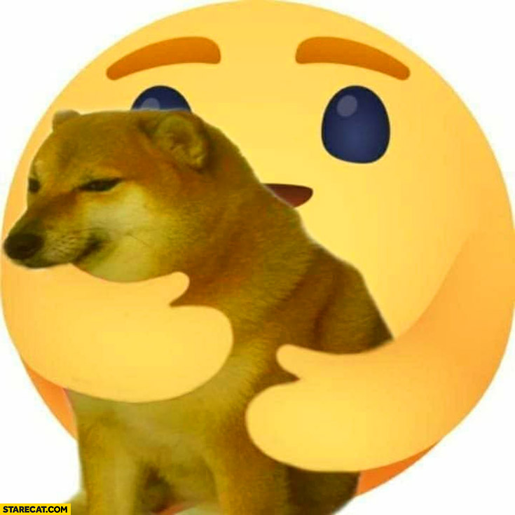 Care facebook emoji hugging doge