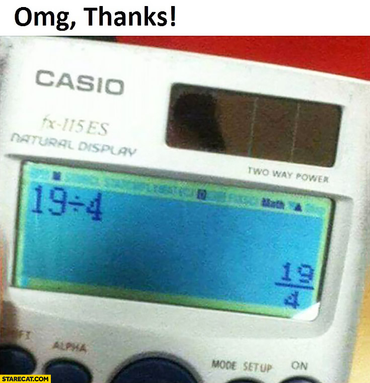 Casio calculator divided no help