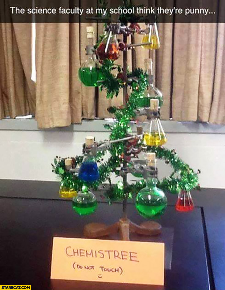 Chemistree Christmas tree made by chemists science faculty