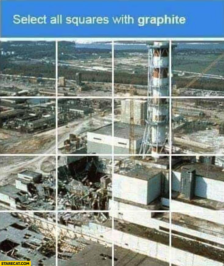 Chernobyl Google captcha select all squares with graphite