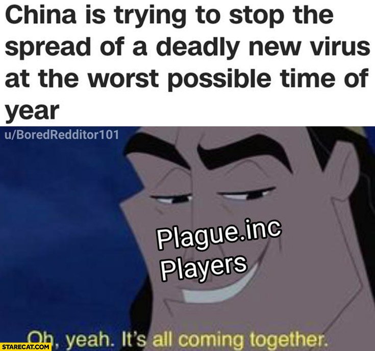 China is trying to stop the virus, Plague inc. players oh yeah it’s all coming together