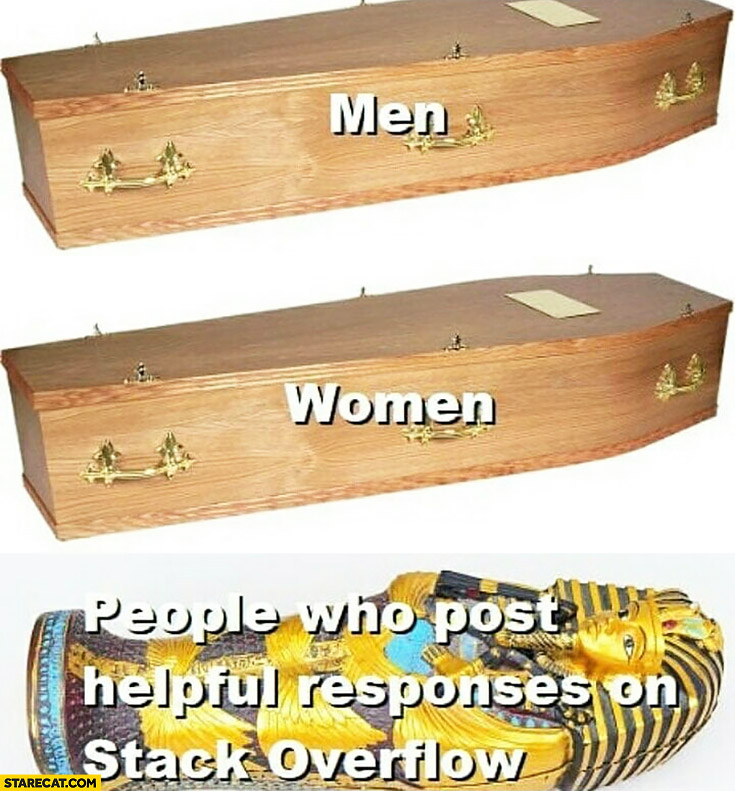 Coffins: men, women, people who post helpful responses on Stack Overflow pharaoh coffin