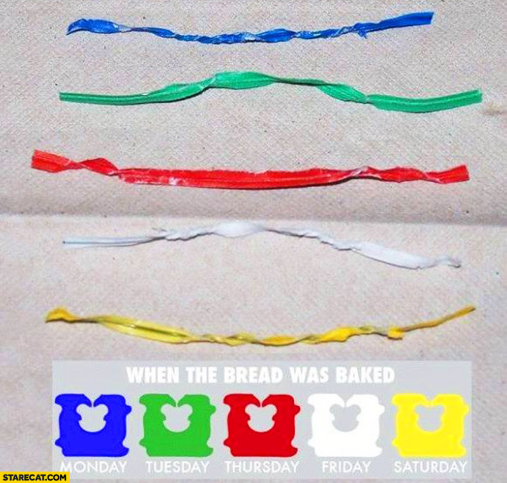Colorful cords ropes when the bread was baked day of the week