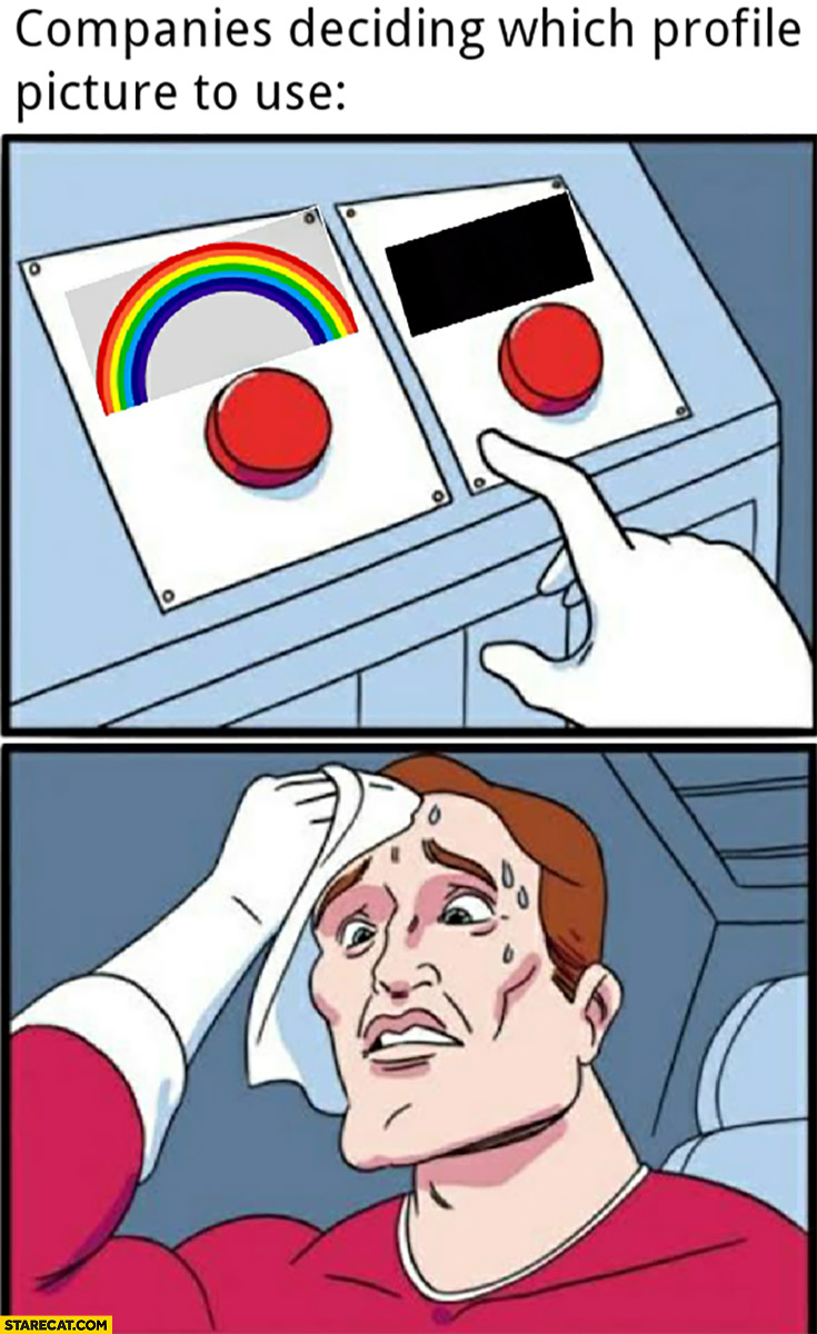 Companies deciding which profile picture to use rainbow or black
