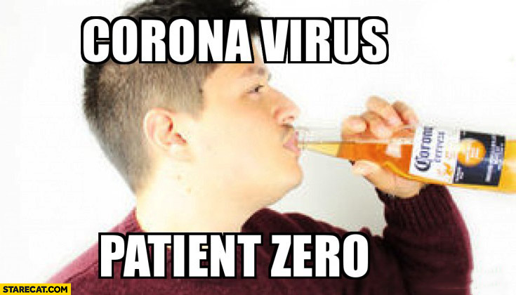 Corona virus: patient zero drinking Corona Extra beer