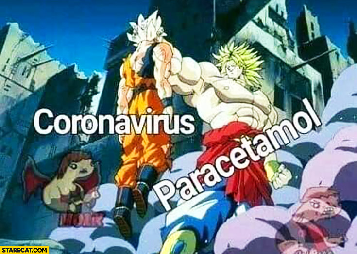 Coronavirus beaten by paracetamol Son Goku Dragon ball