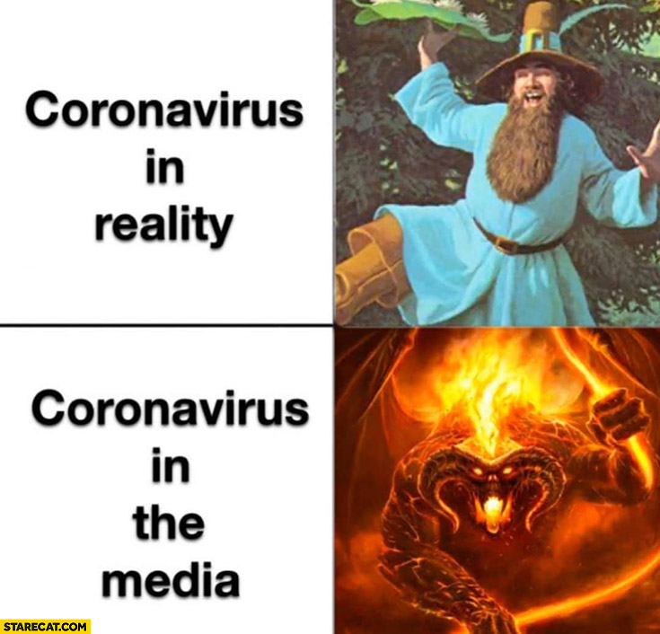 Coronavirus in reality vs corona virus in the media comparison