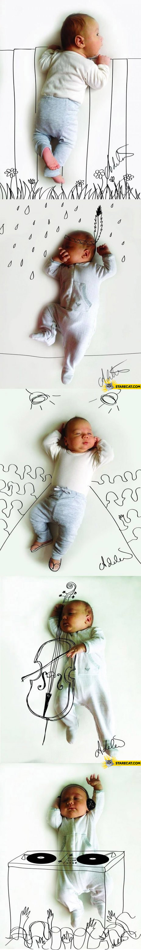 Creative baby photos illustrations