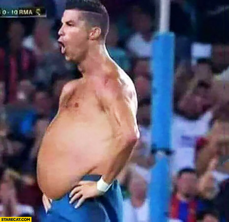 Cristiano Ronaldo with fat belly photoshopped