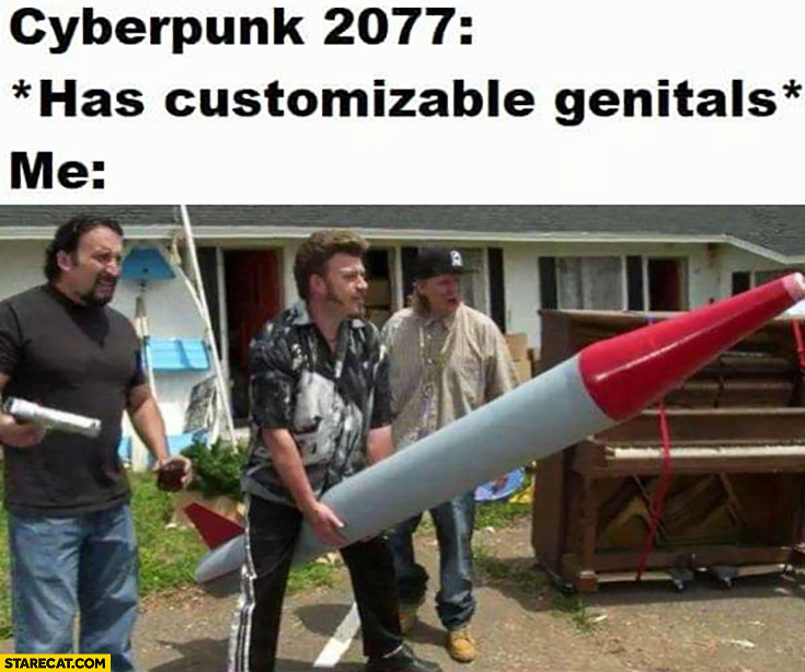 Cyberpunk 2077 has customizable genitals, me rocket Ricky Trailer park boys