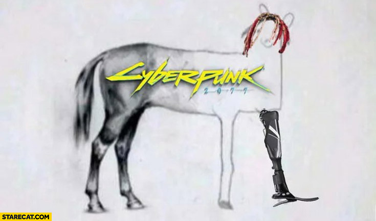 Cyberpunk 2077 horse drawing incomplete not finished
