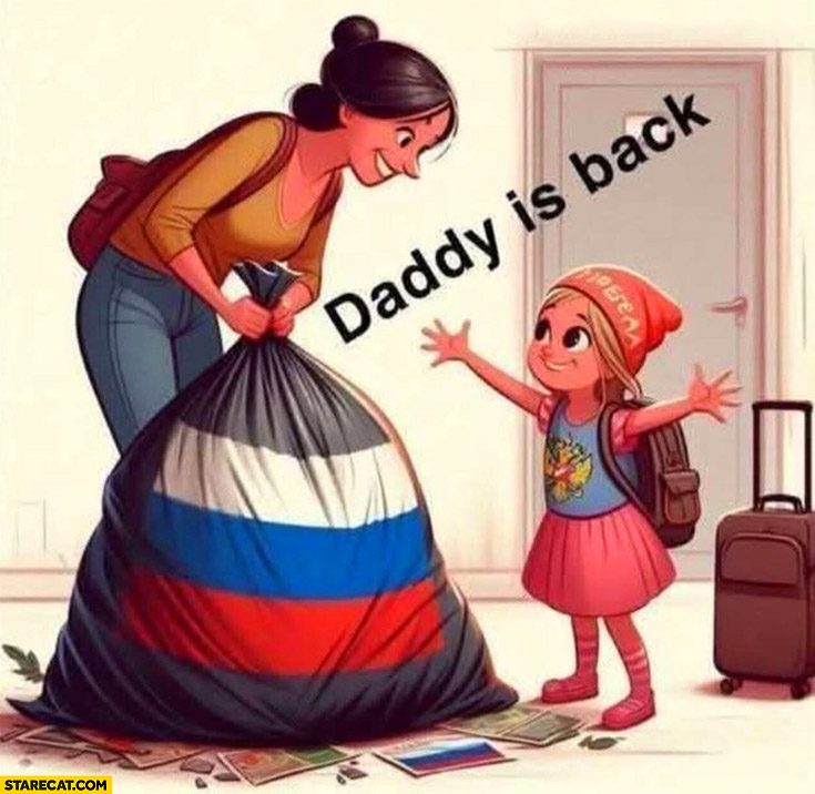 Daddy is back from the war in a plastic bag russia russian