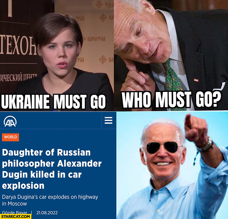 Darya Dugina: Ukraine must go, Biden: who must go? Daughter of Russian pholosopher Alexander Dugin killed in car explosion
