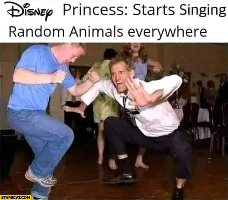 Disney princess starts singing vs random animals everywhere start to dance