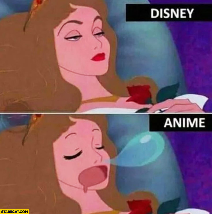 Disney vs anime manga cartoon character comparison Sleeping Beauty