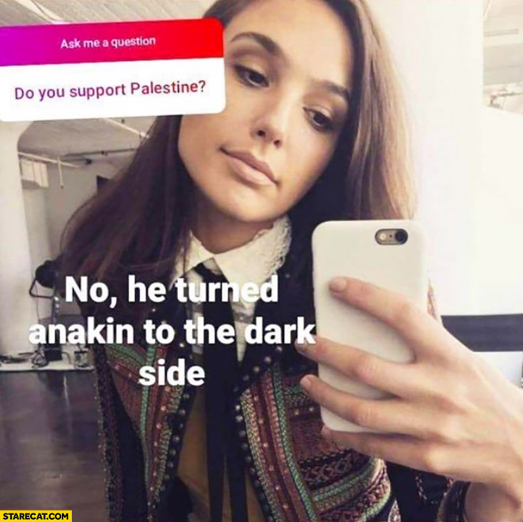 Do you support Palestine? No he turned Anakin to the dark side instagram question